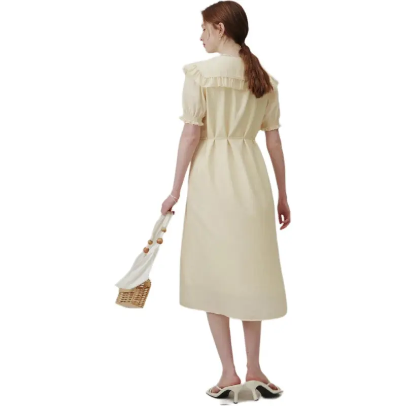 FANSILANEN Short Sleeved Dress Women's Chardonnay Yellow-1