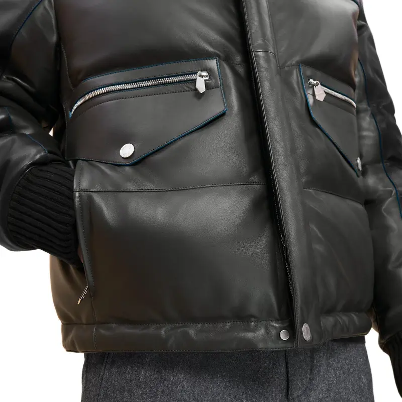 HERMES Leather Jacket Men's Black-4