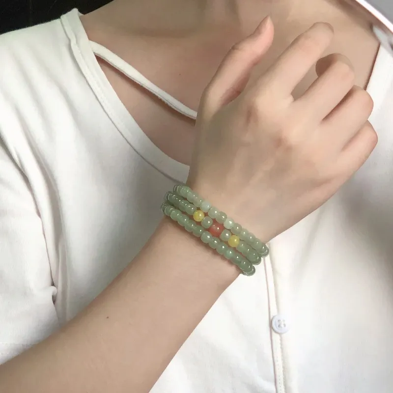 Fuxin Hetian Jade Bracelets Women's Pale Greenish White Jade-1