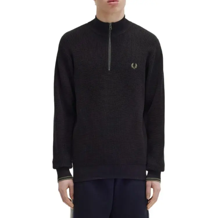 FRED PERRY Waffle stitch Half zip Sweater-3