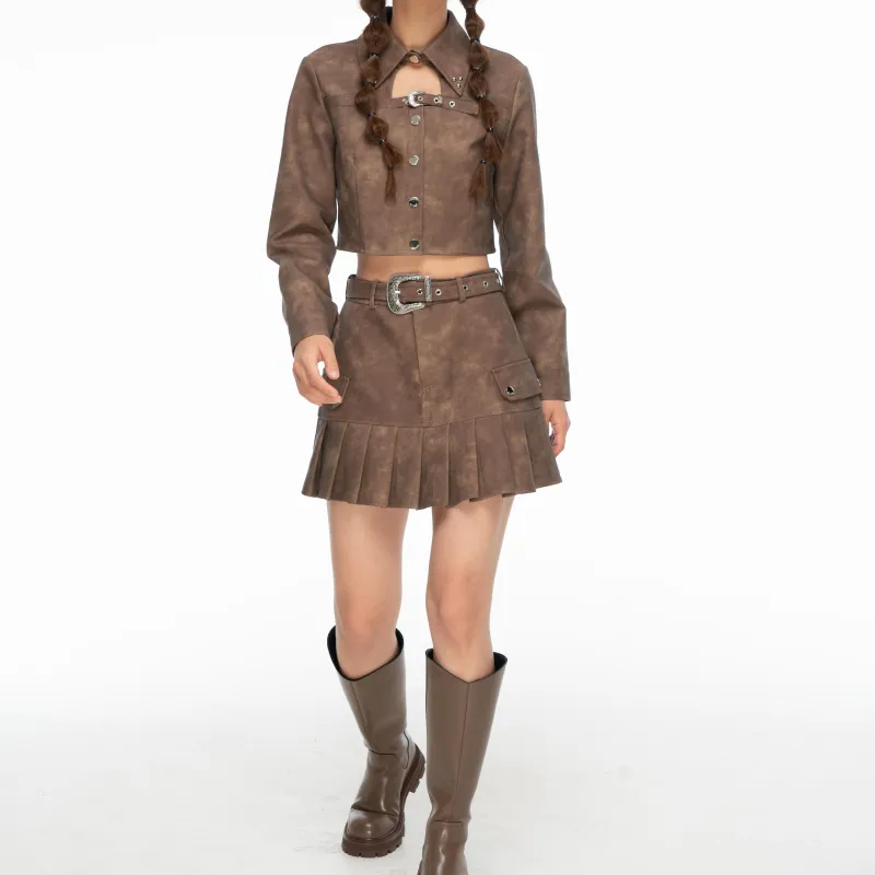 MYMIX Apocalypse Maillard Style Collection Skirt Set Women's Coffee-4