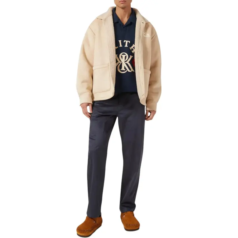 KITH Faux Shearling Long Sleeve Boxy Collared Overshirt-3