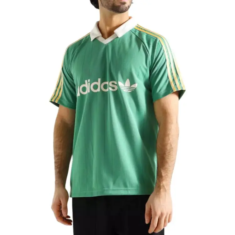 adidas Men's Logo Pinstripe Jersey Green-4