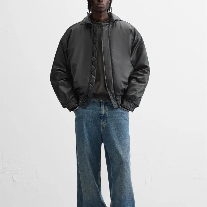 ZARA Leather Jacket Men's Black-2