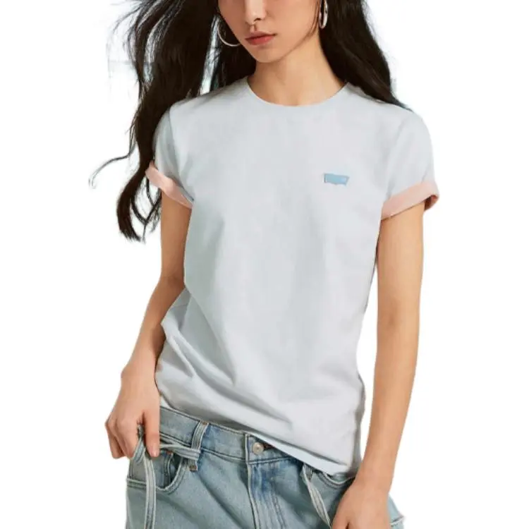 Levi's Classic Logo Casual Minimalist Style Knitted Fabric Crew Neck Business Casual Short Sleeved Women's-6