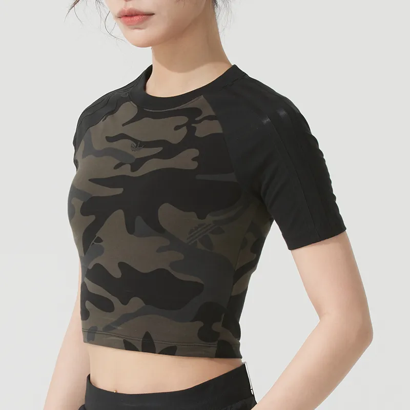 Adidas Originals BABY TEE Crop Top Women's Black/Grass Green-3