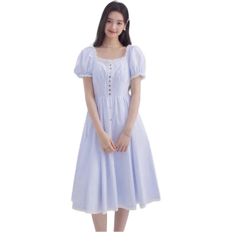 DEAR DEER PUFF Short-Sleeved Dresses Women's Stripes-2