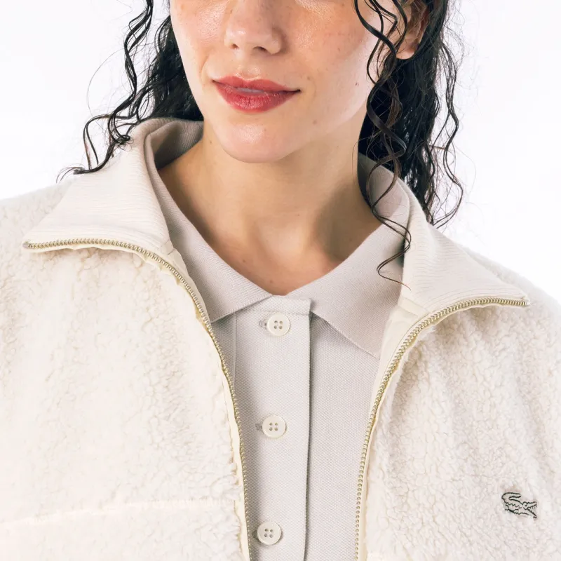 LACOSTE Velvet feel Coat Women's White-5