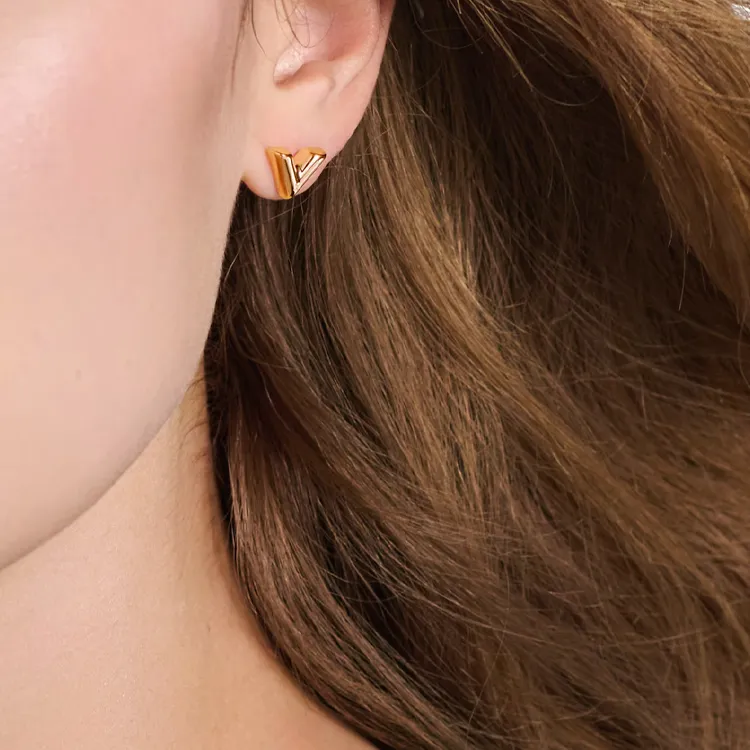 LOUIS VUITTON Metal Stud Earrings Women's Rose Gold-3
