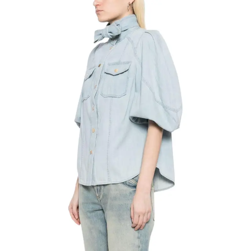 Zimmermann Acacia Denim Lantern Blouse-3