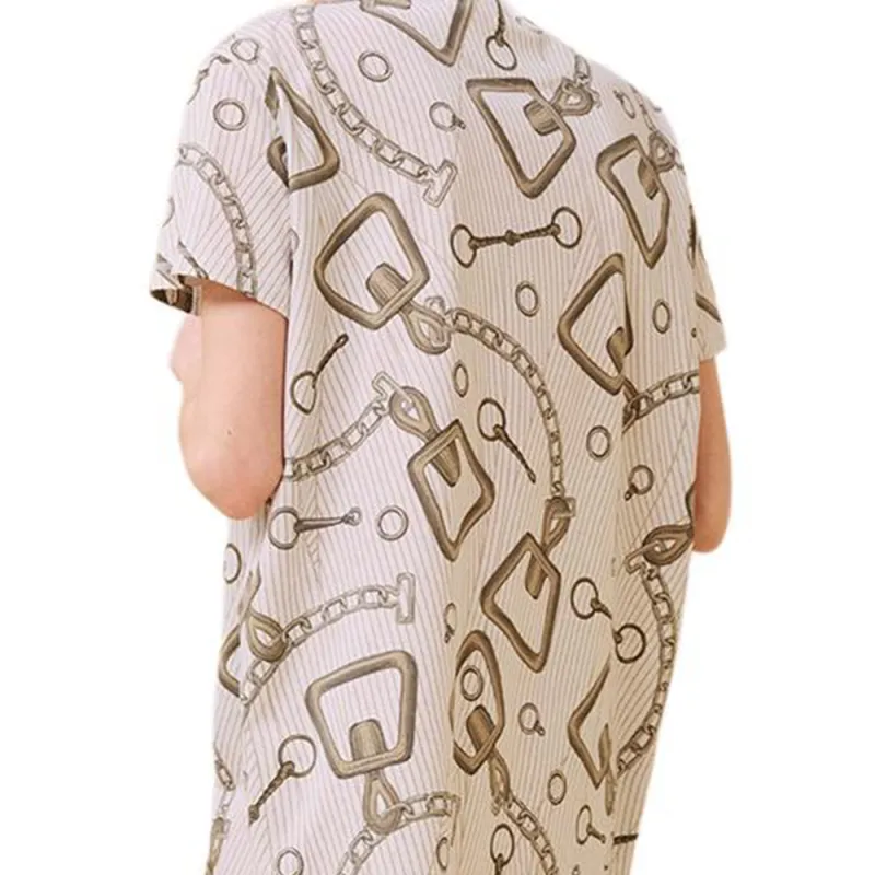HERMES Short Sleeved Dress Women's Natural White-4