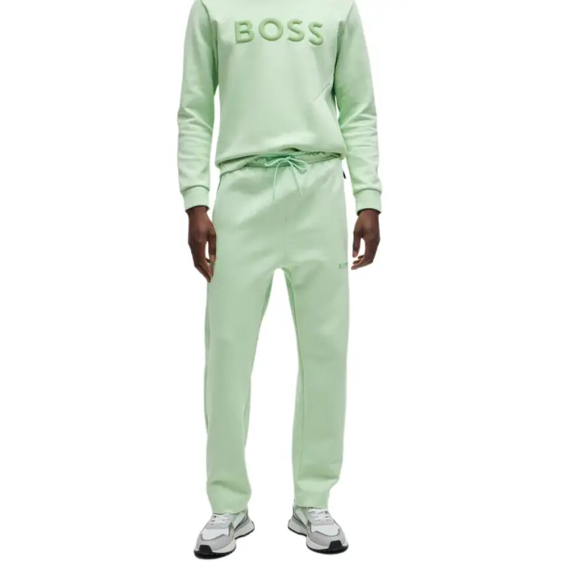 HUGO BOSS Open Hem Tracksuit Bottoms With 3d Moulded Logo Casual Pants Men's Light Green-1