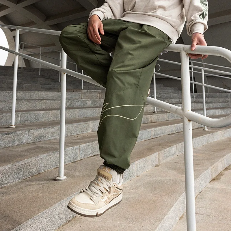 LiNing Knitted Sports Pants Men's Dark Olive Green-2