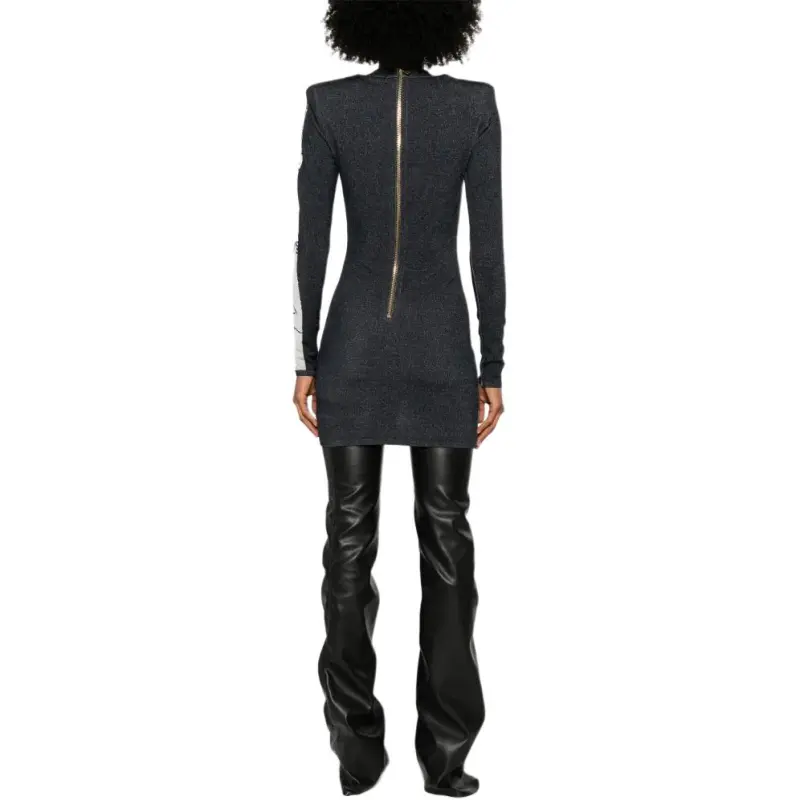 BALMAIN Body motif Embroidered Mini Dress-2