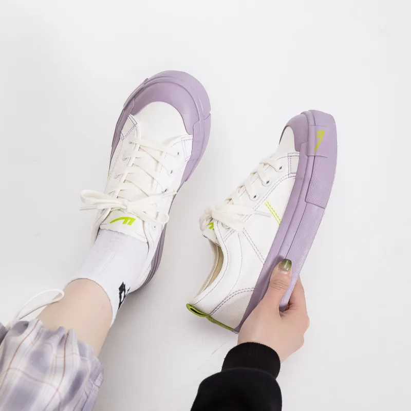 WARRIOR Canvas Shoes Women's Low Top White/Purple-5