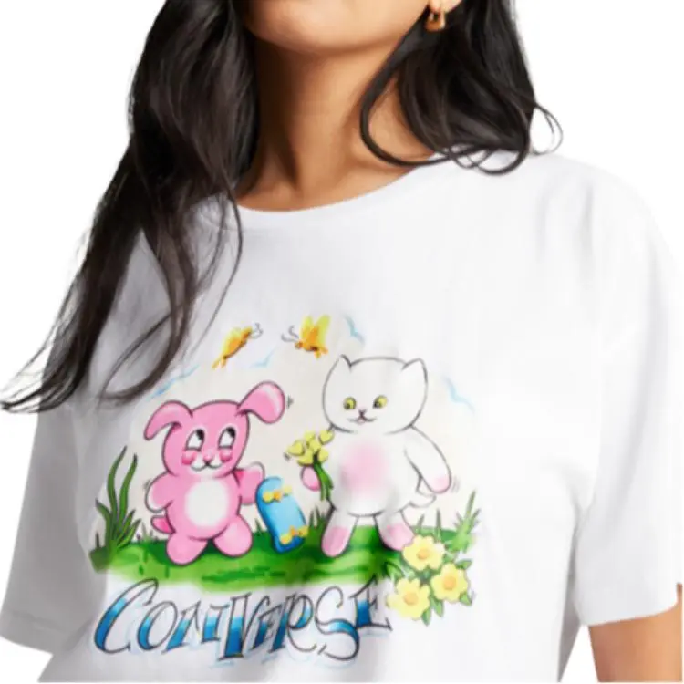 Converse Drop Shoulder Sleeve T Shirt Women's White-4