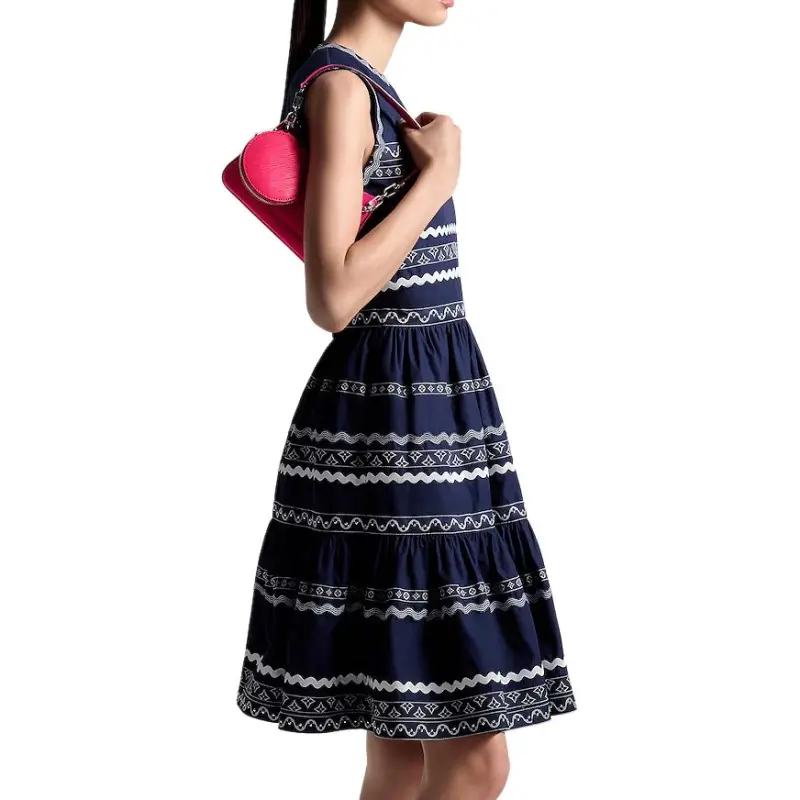 LOUIS VUITTON Graphic Trim Tiered Dress-4