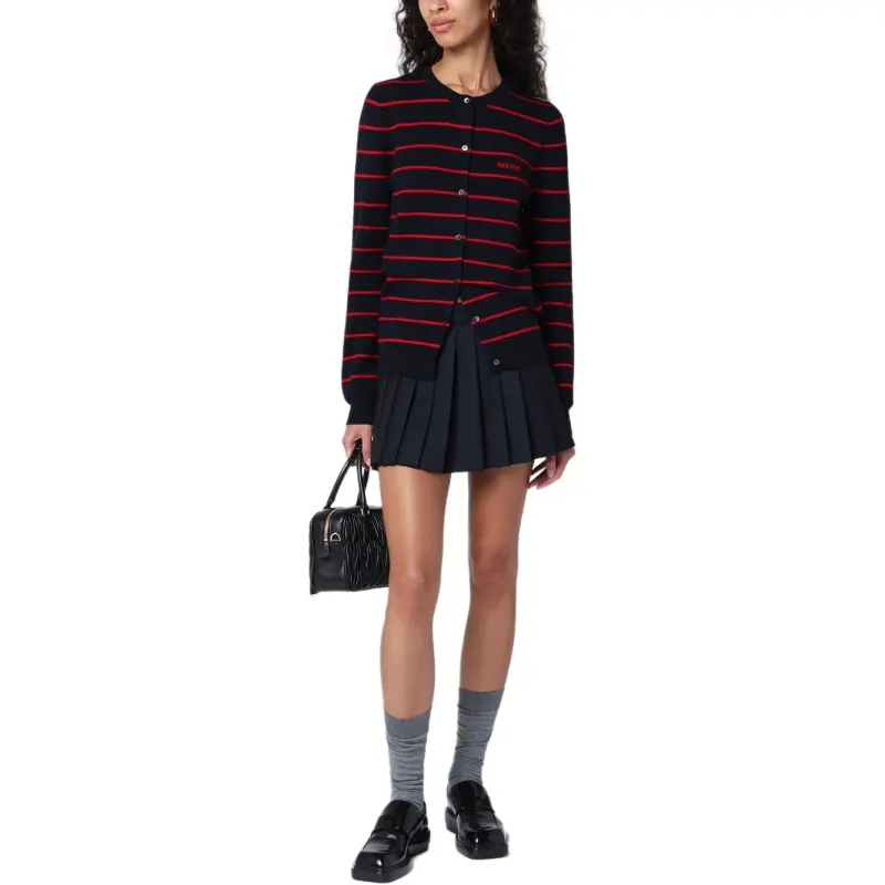 MIU MIU Stripped Button-Up Cardigan-2