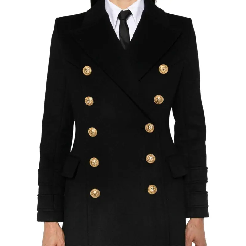 BALMAIN Double Breasted Logo Button Coat-5