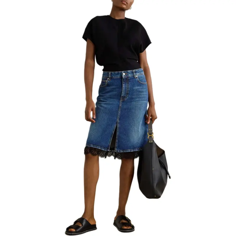 Stella McCartney Lace Detailed Denim Skirt-2