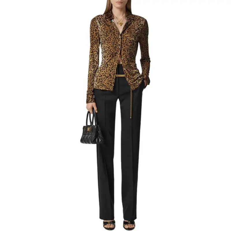 VERSACE Leopard Printed Long Sleeved Shirt-1