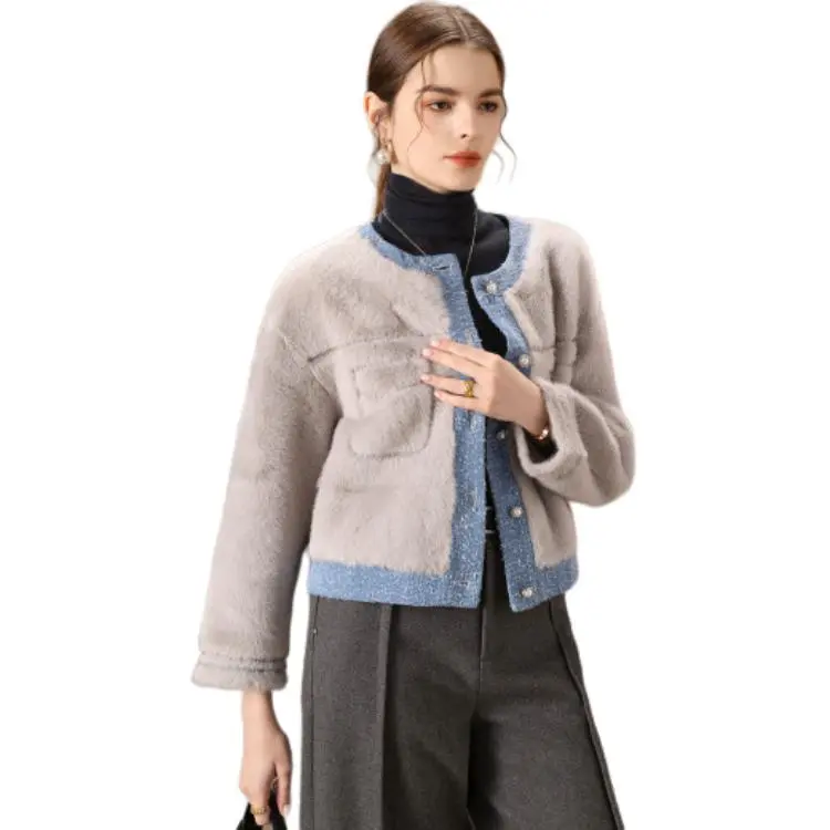 FENHONGMALI Velvet feel Coat Women's Gray-1