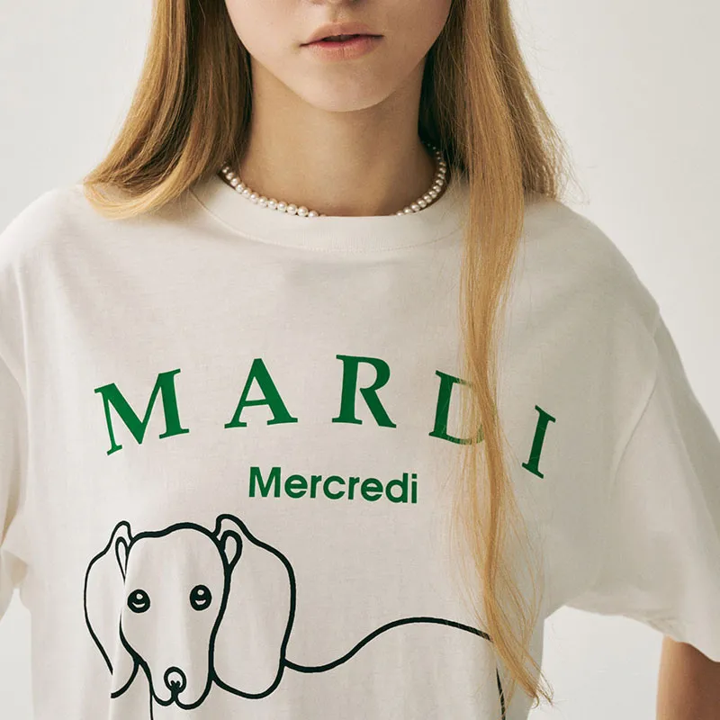 MARDI MERCREDI T Shirt Women's Ivory Green Korean Style-4