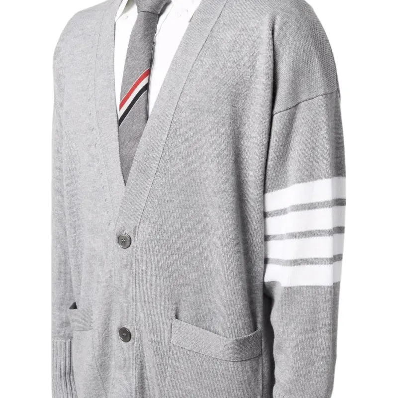 THOM BROWNE 4 Bar Virgin wool Cardigan-4