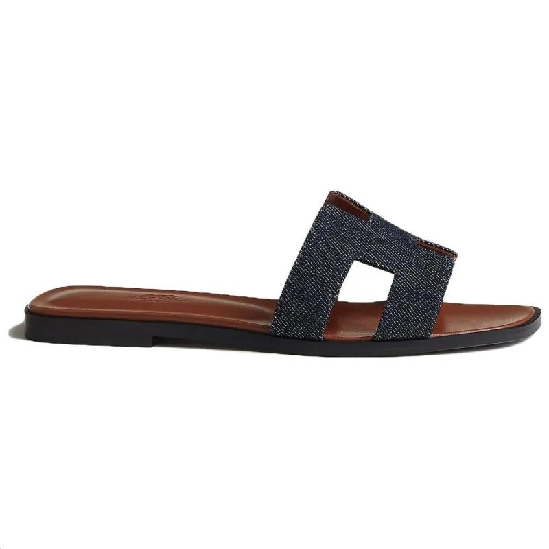 HERMES Oran Slide Slippers Women's Original Blue-1