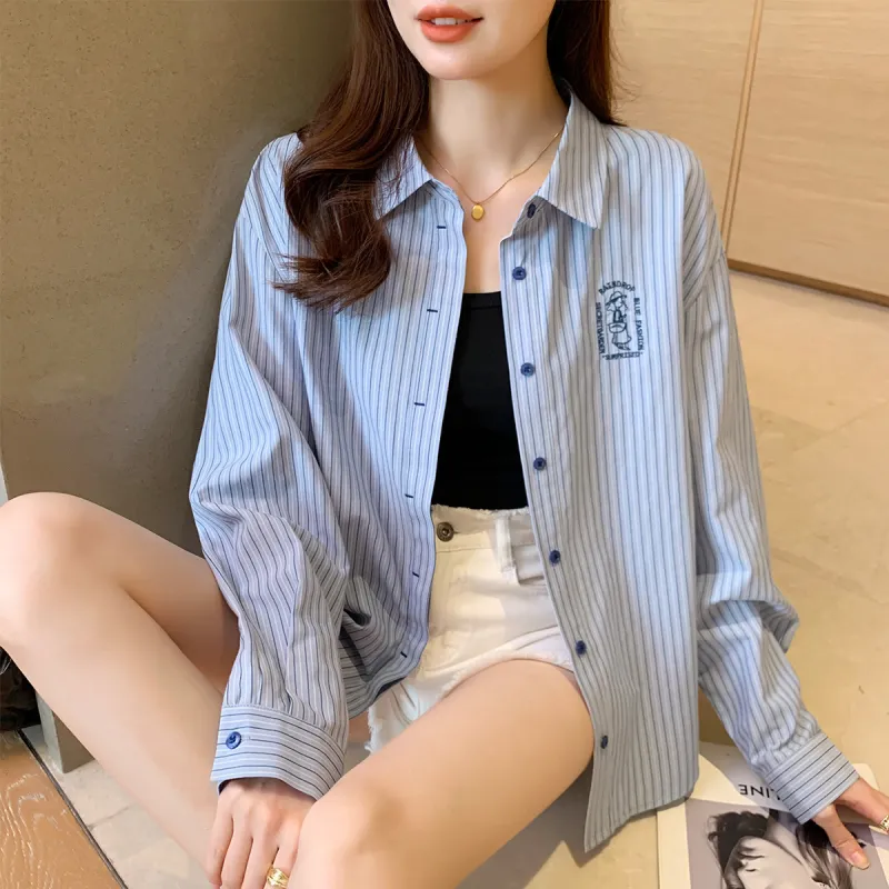 Tonlion Shirts Women's Sky Blue-3