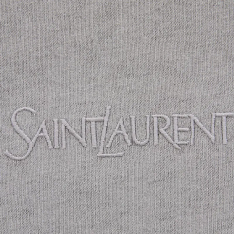 SAINT LAURENT Logo Embroidered Crewneck T Shirt-3