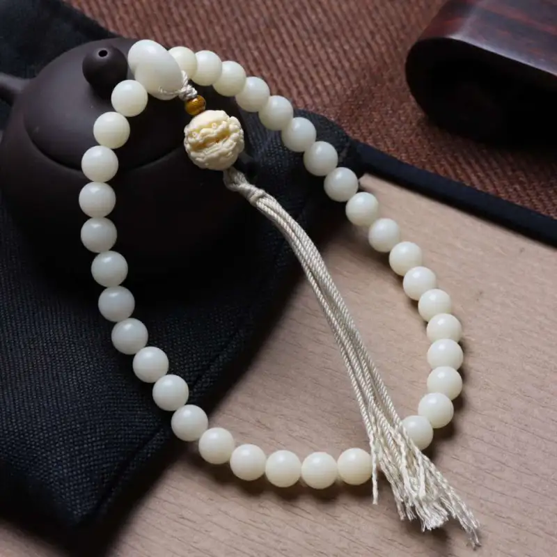 Lordship White Jade Bodhi Bead Chain Unisex-3