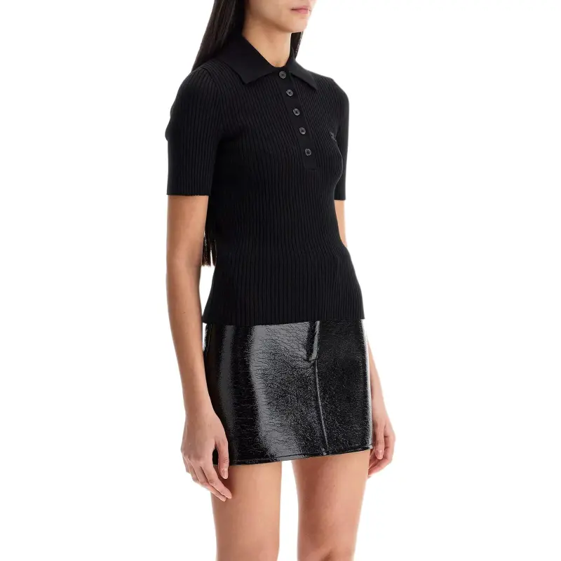 COURREGES Iconic Rib Knit Polo Shirt-2