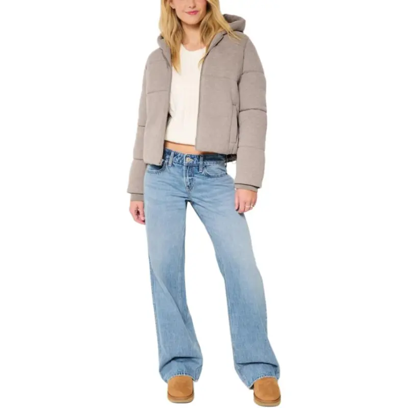 Hollister Puffer Jacket Women's Taupe-3