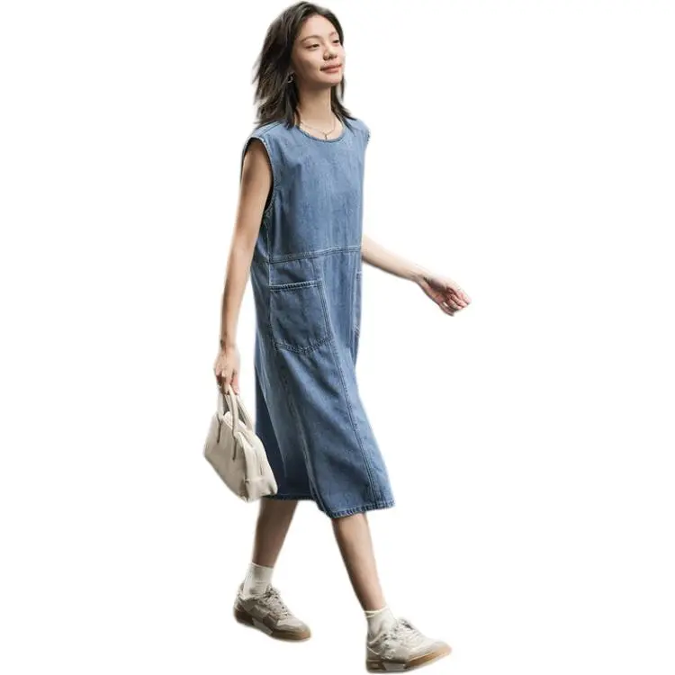 【dme】 Sleeveless Dress Women's Denim Blue-4