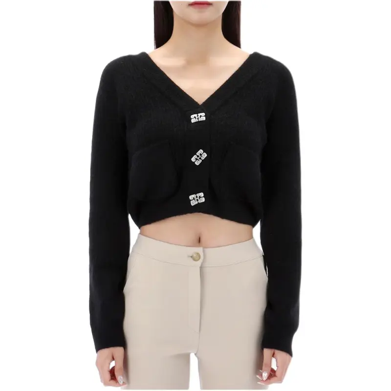 GANNI Soft Wool Cardigan 'Black'-1
