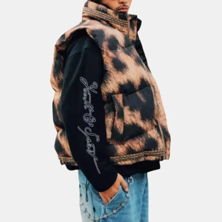 ORANGE DRAGON x THE SOUL WORK FACTORY Vest Unisex Leopard Print Brown-4