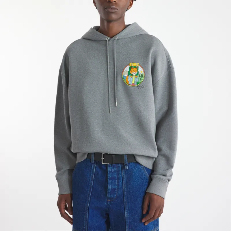 Maison Kitsune Rambling Fox Printed Drawstring Hoodie-4