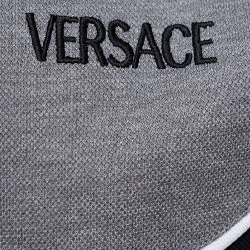 VERSACE Logo Embroidered Short-Sleeved Polo Shirt-6