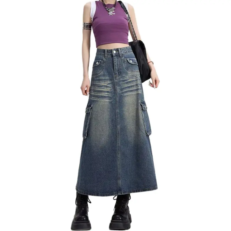 Concubine Zhu Denim Long Skirt Women's-2