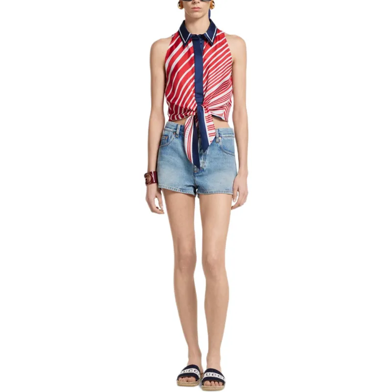 GUCCI Tank Top Women's Red Blue-1