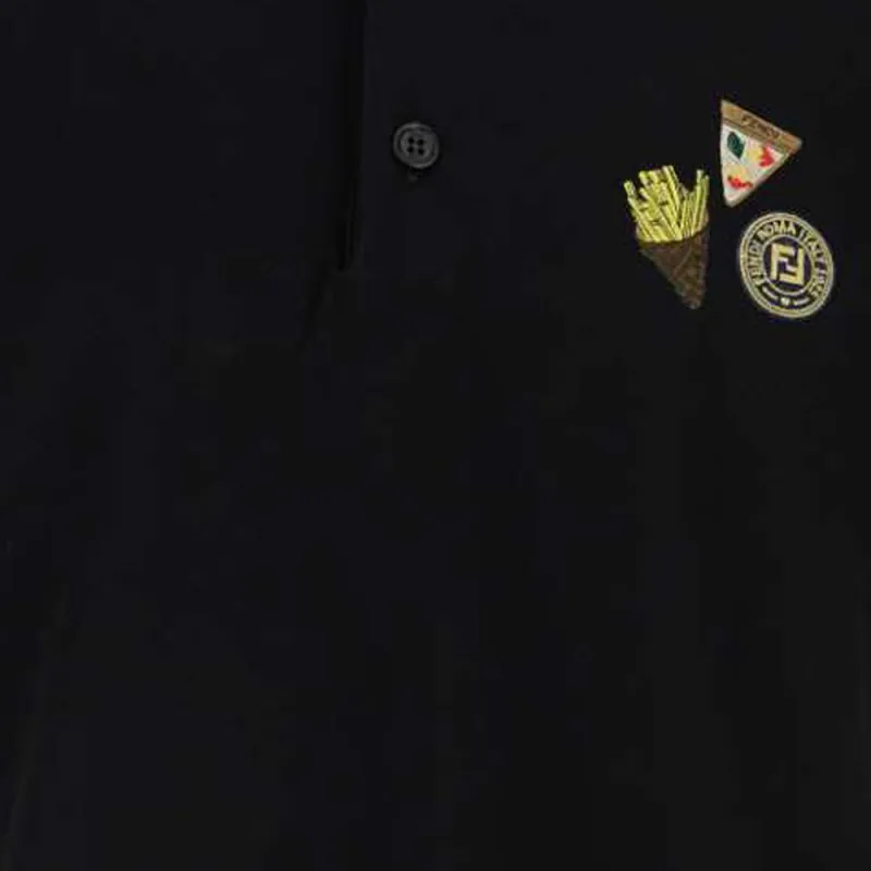 FENDI Logo Detailed Short Sleeved Polo Shirt-4