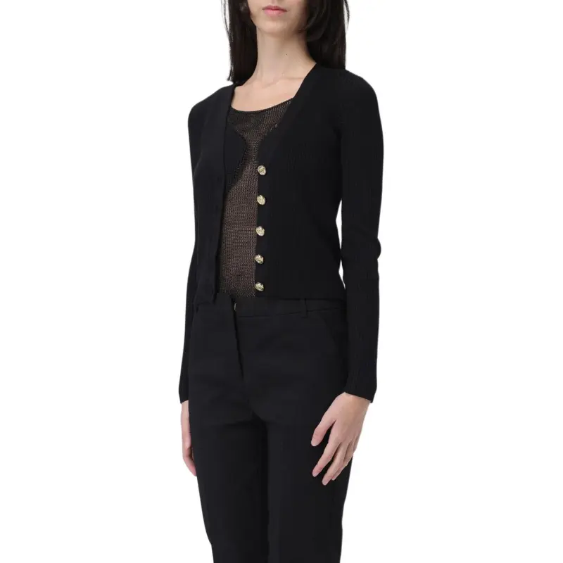 PINKO Ribbed Cropped Cardigan-3