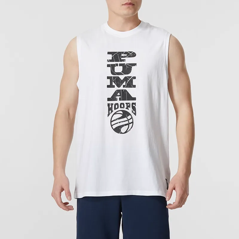 PUMA Hooper Tank Tops Men White-3