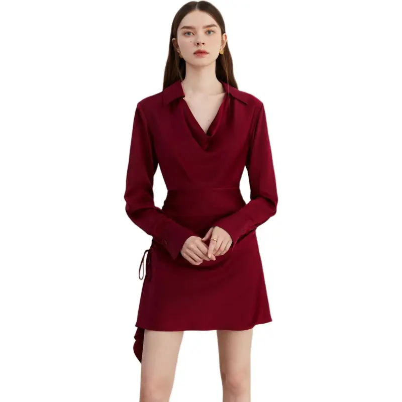 DPLAY Long Sleeved Dress Women's Angora Red-1