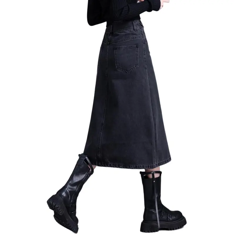 You Cow Me Pants Casual Long Skirt Women's Black-5