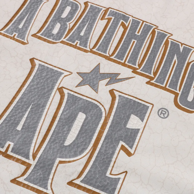 Bape Crack Print Pattern Logo Relaxed Fit Tee-5