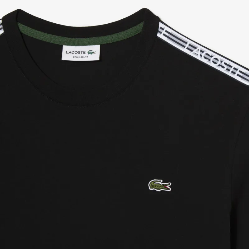 LACOSTE Regular Fit Logo Stripe T-shirt T-Shirt Men's Black-4