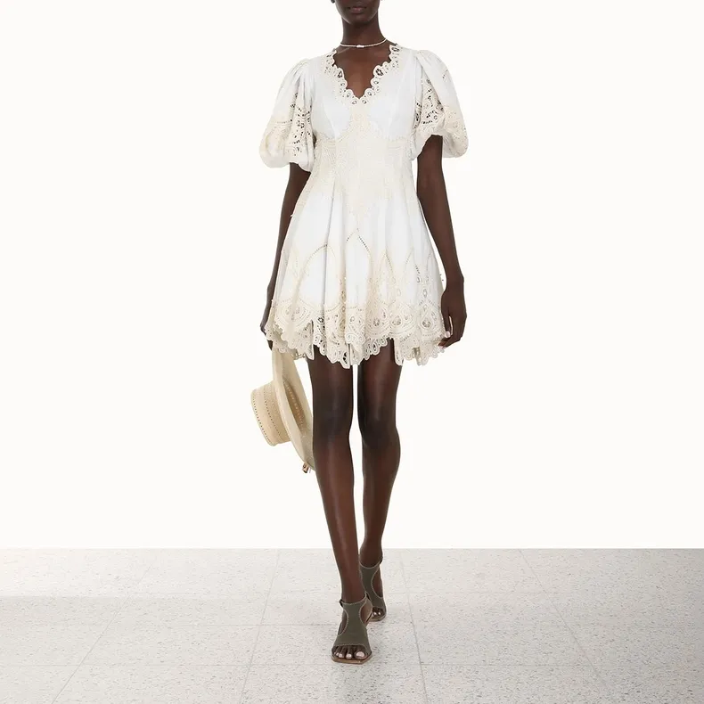 Zimmermann Short-Sleeved Dresses Women's Ivory White-1