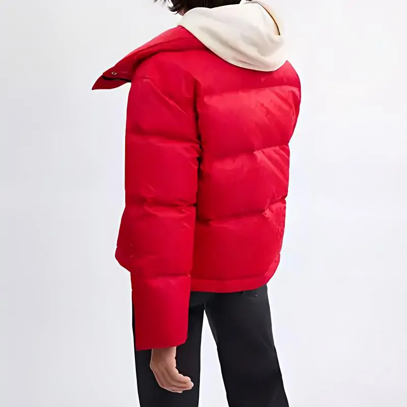 COACH Signature Jacquard Short Puffer In Recycled Polyamide Down Jacket Women's Red-2